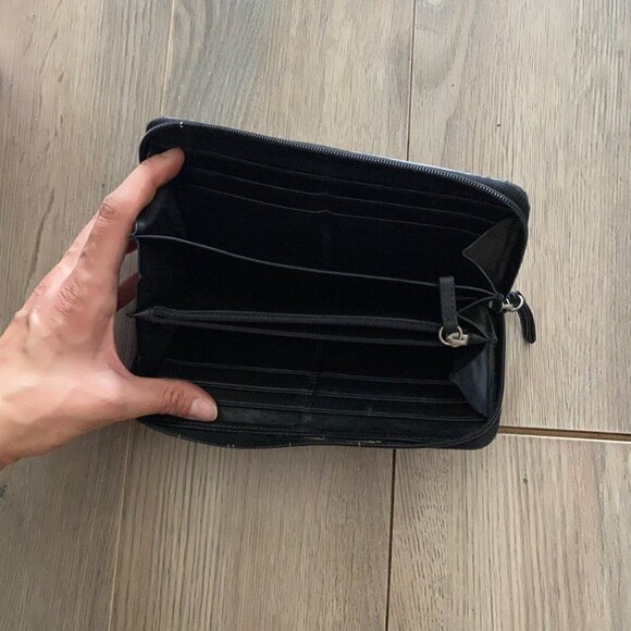 Coach Black Logo Canvas Wallet with Leather Trim - Picture 6 of 11